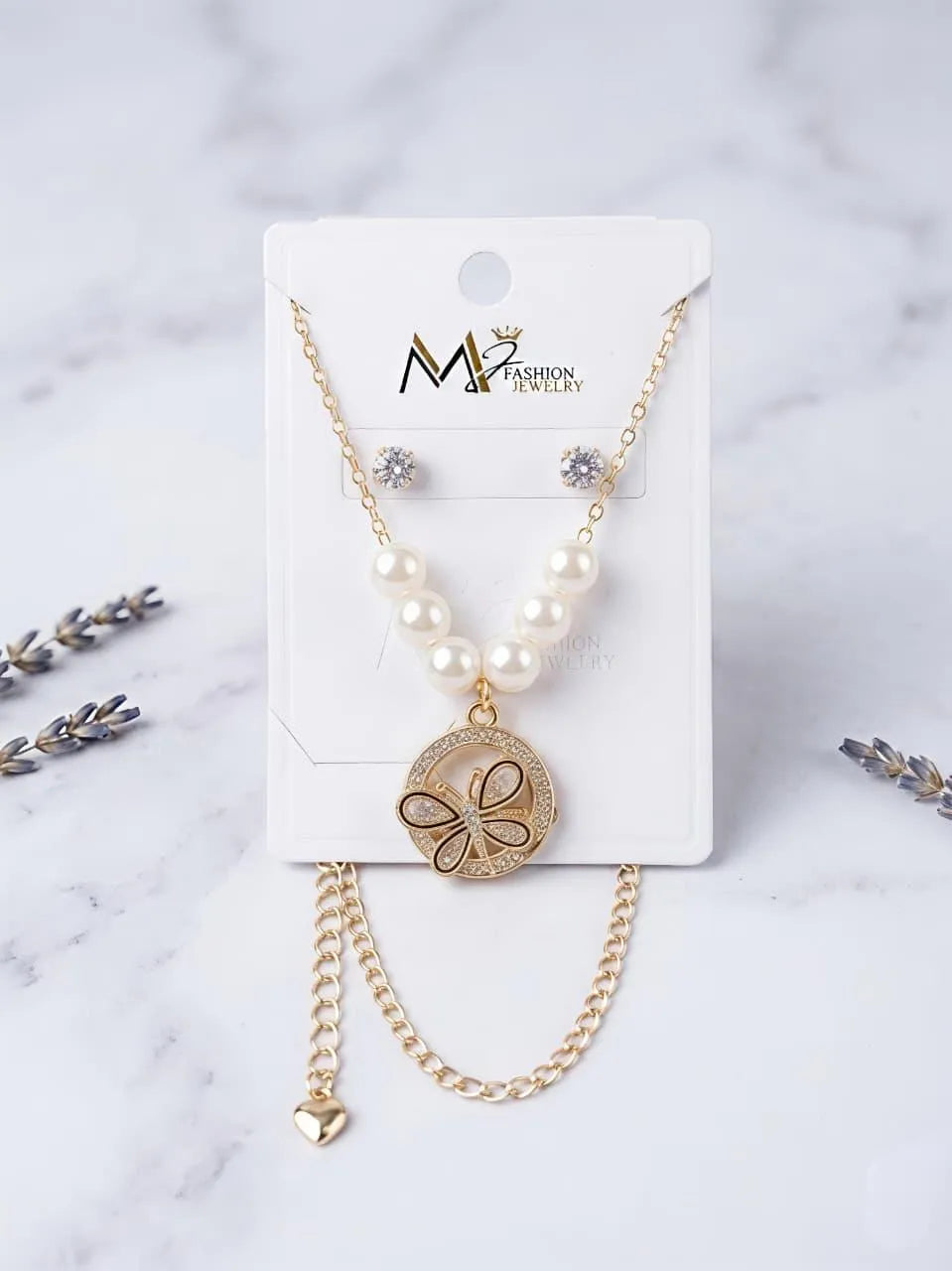 Gold Plated Clover Pendant Set for Women