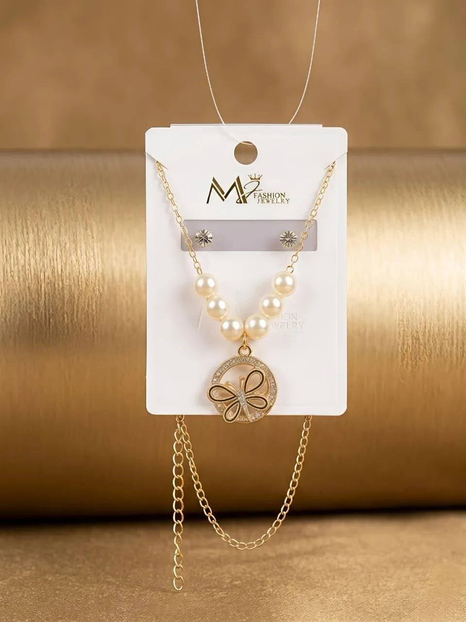 Gold Plated Clover Pendant Set for Women