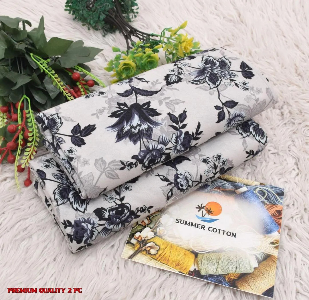 Summer Cotton Floral 2 Pc Unstitched Suit