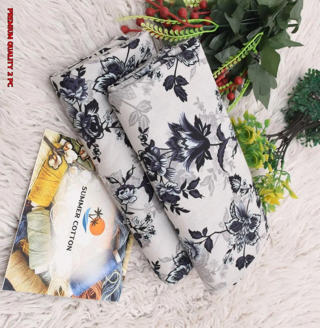 Summer Cotton Floral 2 Pc Unstitched Suit