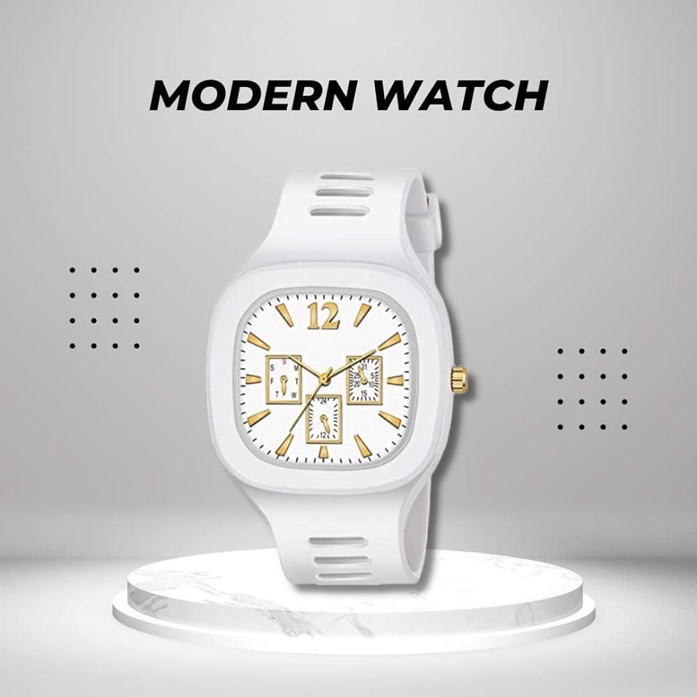 White Silicone Analogue Watch for Men