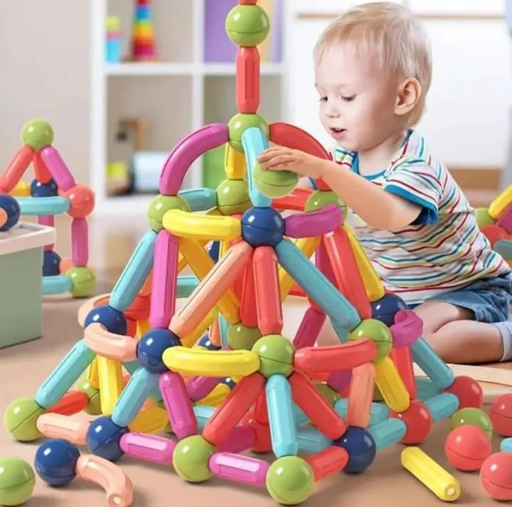 Magnetic Building Set for Kids 3+ Multicoloured Plastic