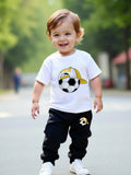 Kids Soccer Print Tracksuit White Black 1-12 Year