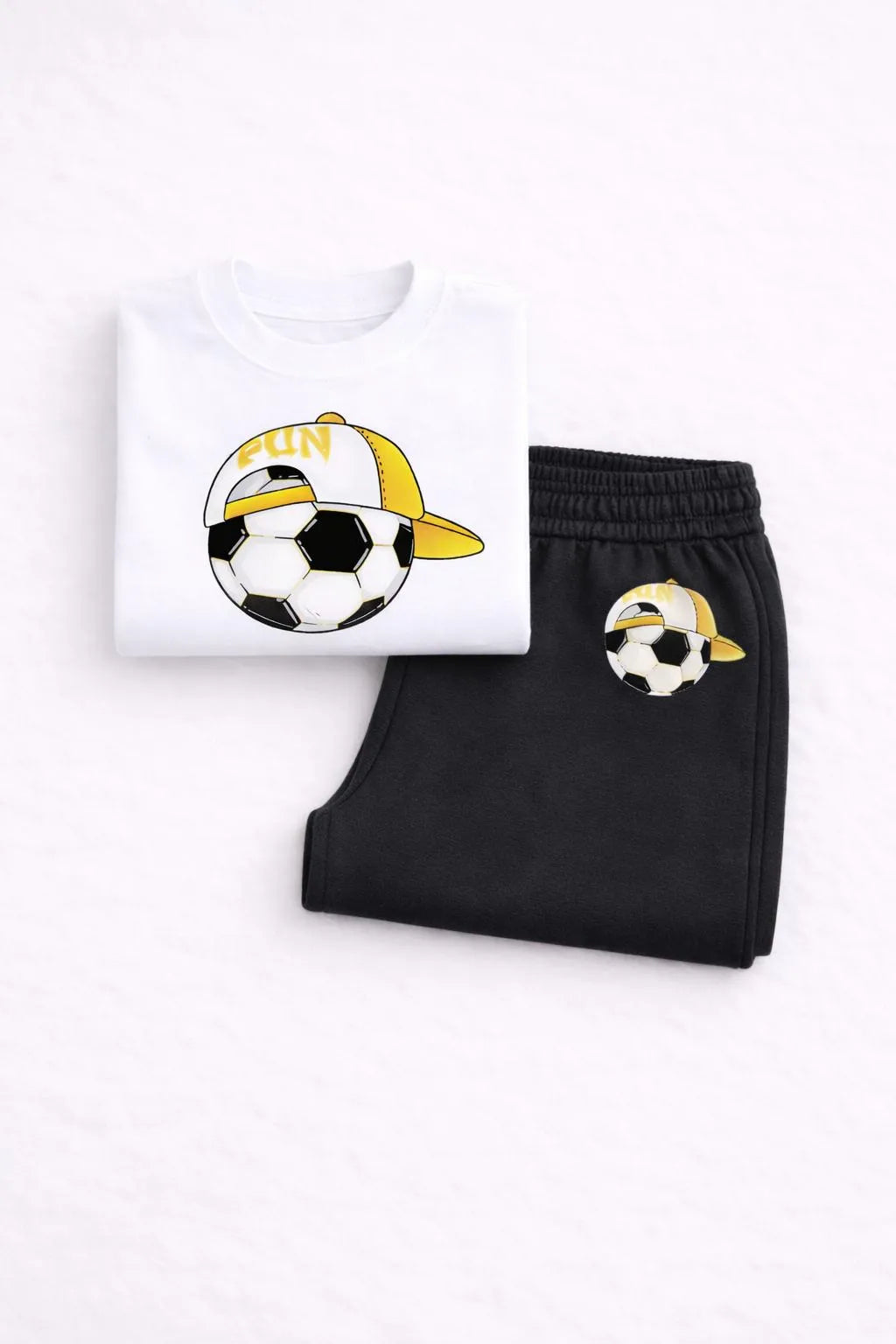Kids Soccer Print Tracksuit White Black 1-12 Year