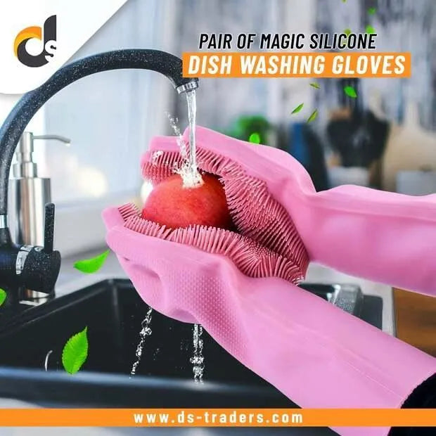Silicone Dishwashing Gloves Multi Color Pet Brush Scrubber