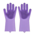 Silicone Dishwashing Gloves Multi Color Pet Brush Scrubber