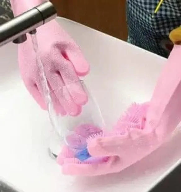 Silicone Dishwashing Gloves Multi Color Pet Brush Scrubber