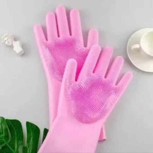 Silicone Dishwashing Gloves Multi Color Pet Brush Scrubber
