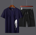 Men Cotton Feather Print Track Suit Blue Medium to XL