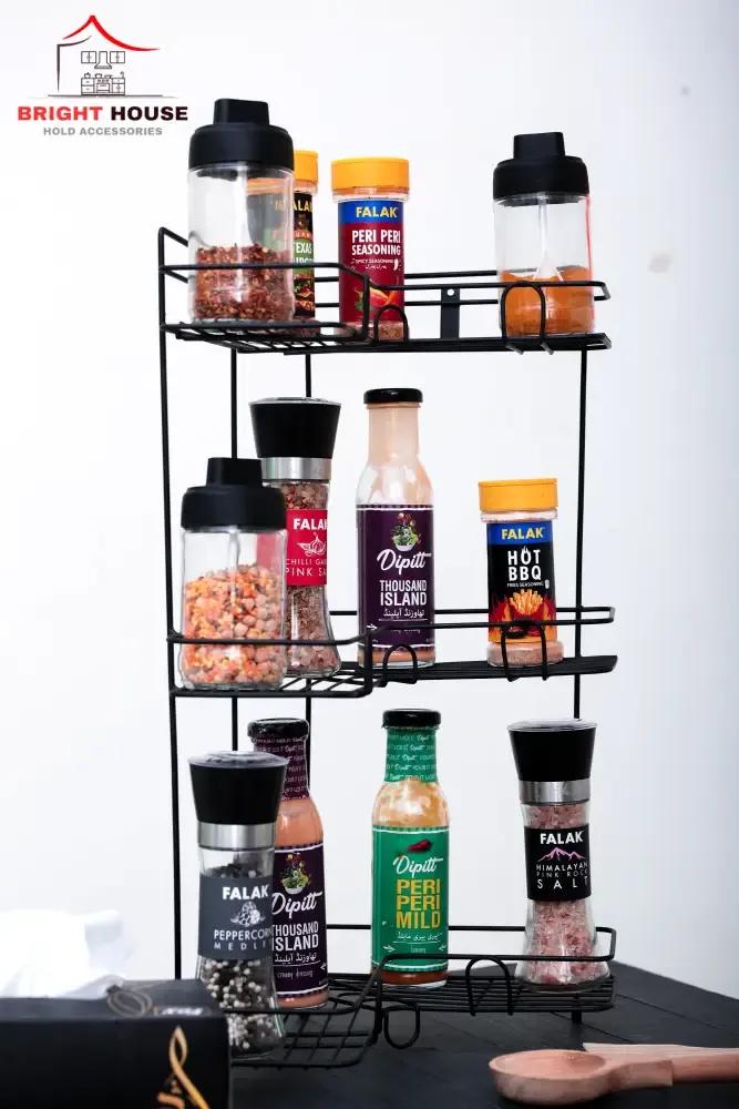 Black Iron Spice Rack for Kitchen Living Room RV