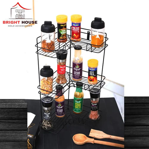 Black Iron Spice Rack for Kitchen Living Room RV