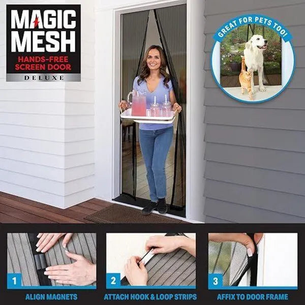 Magnetic Screen Door Mesh Curtain Black Auto Seal