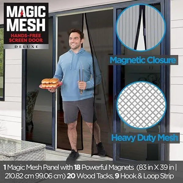 Magnetic Screen Door Mesh Curtain Black Auto Seal