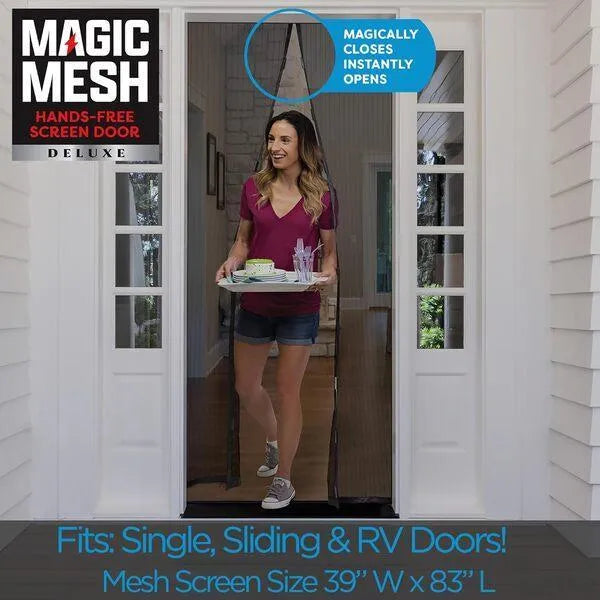 Magnetic Screen Door Mesh Curtain Black Auto Seal