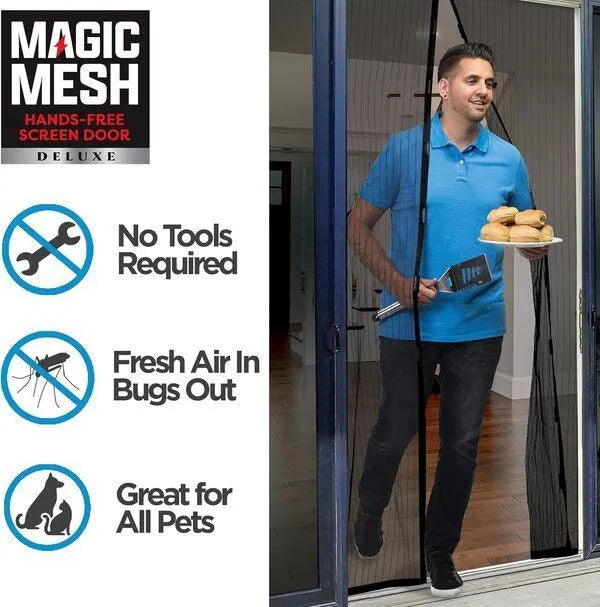 Magnetic Screen Door Mesh Curtain Black Auto Seal