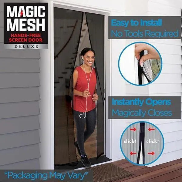 Magnetic Screen Door Mesh Curtain Black Auto Seal