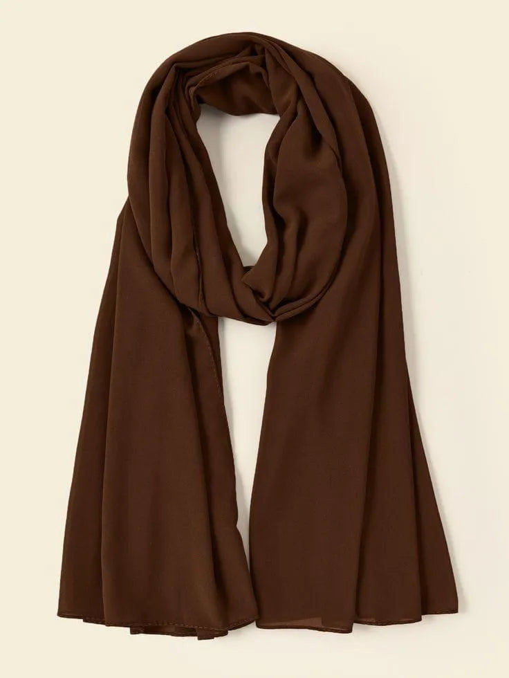 Soft Chiffon Hijab Brown Long Size Party Wear