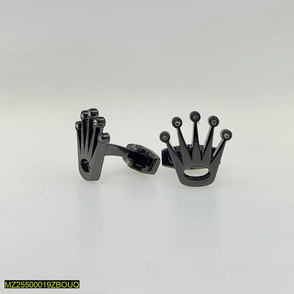 Premium Crown Cufflinks Gold Stainless Steel Wedding Office