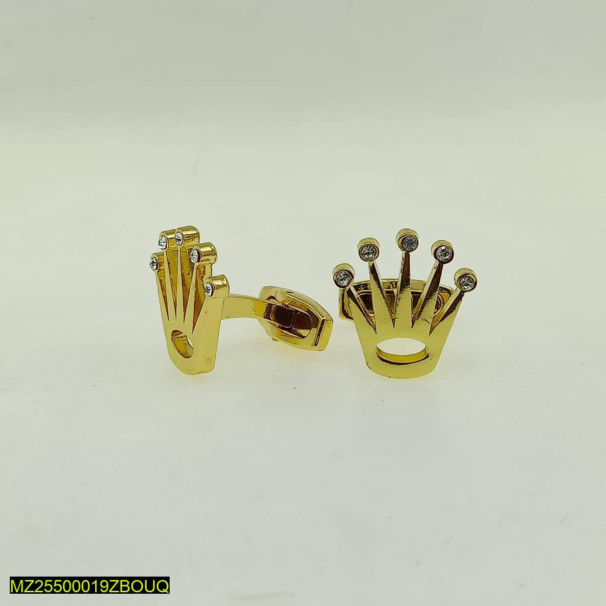 Premium Crown Cufflinks Gold Stainless Steel Wedding Office