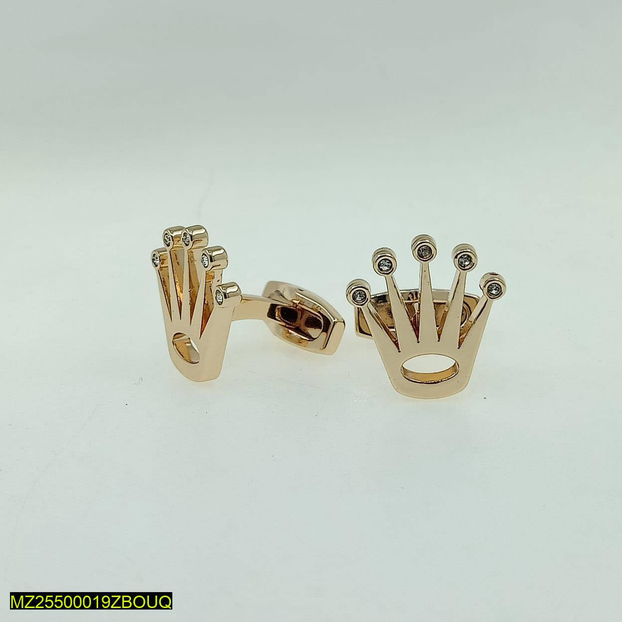 Premium Crown Cufflinks Gold Stainless Steel Wedding Office