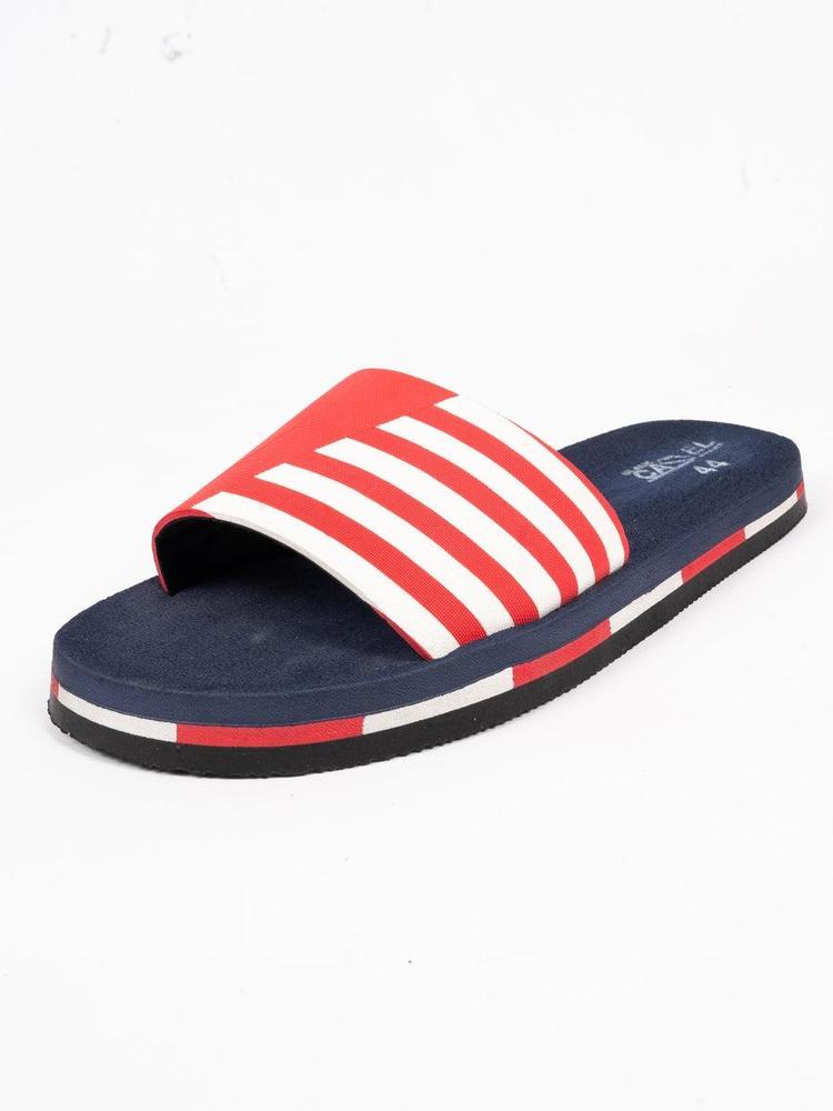Men Red White Navy Stripe Slipper Sandals Pakistan