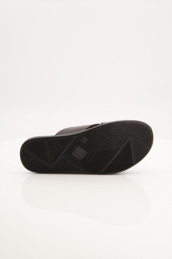 Brown Leather Slippers with Rubber Sole