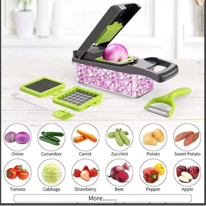 14-in-1 Vegetable Cutter with 8 Blades & Storage Bin