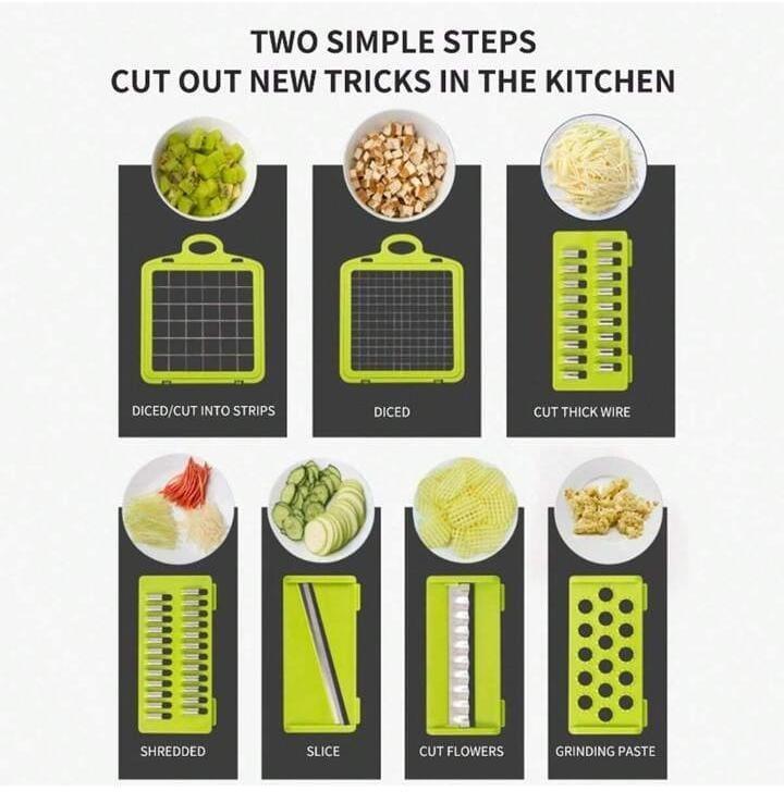 14-in-1 Vegetable Cutter with 8 Blades & Storage Bin