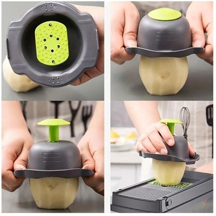 14-in-1 Vegetable Cutter with 8 Blades & Storage Bin