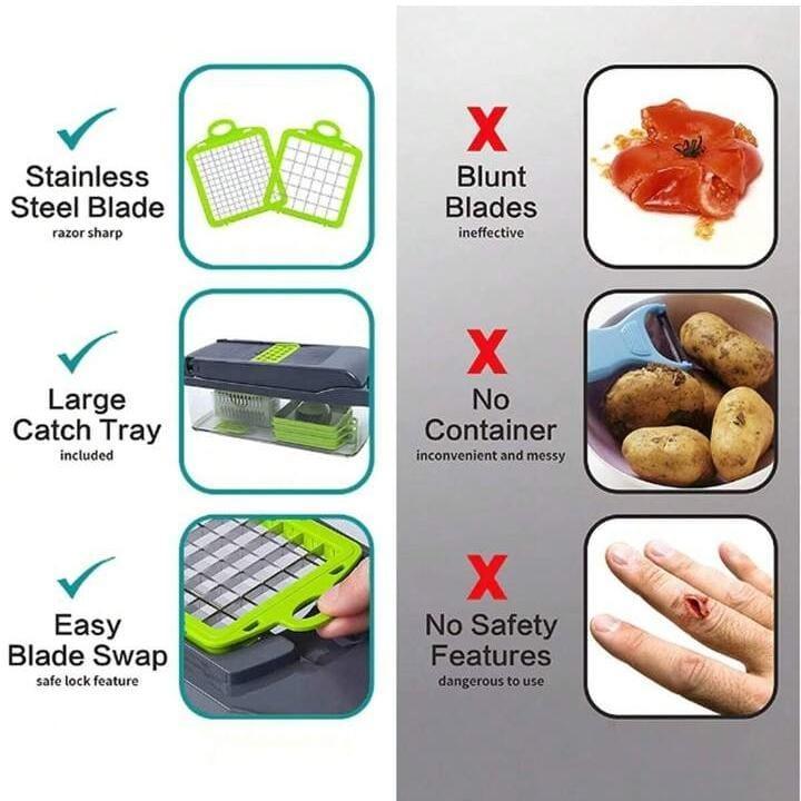 14-in-1 Vegetable Cutter with 8 Blades & Storage Bin