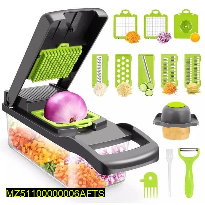 14-in-1 Vegetable Cutter with 8 Blades & Storage Bin