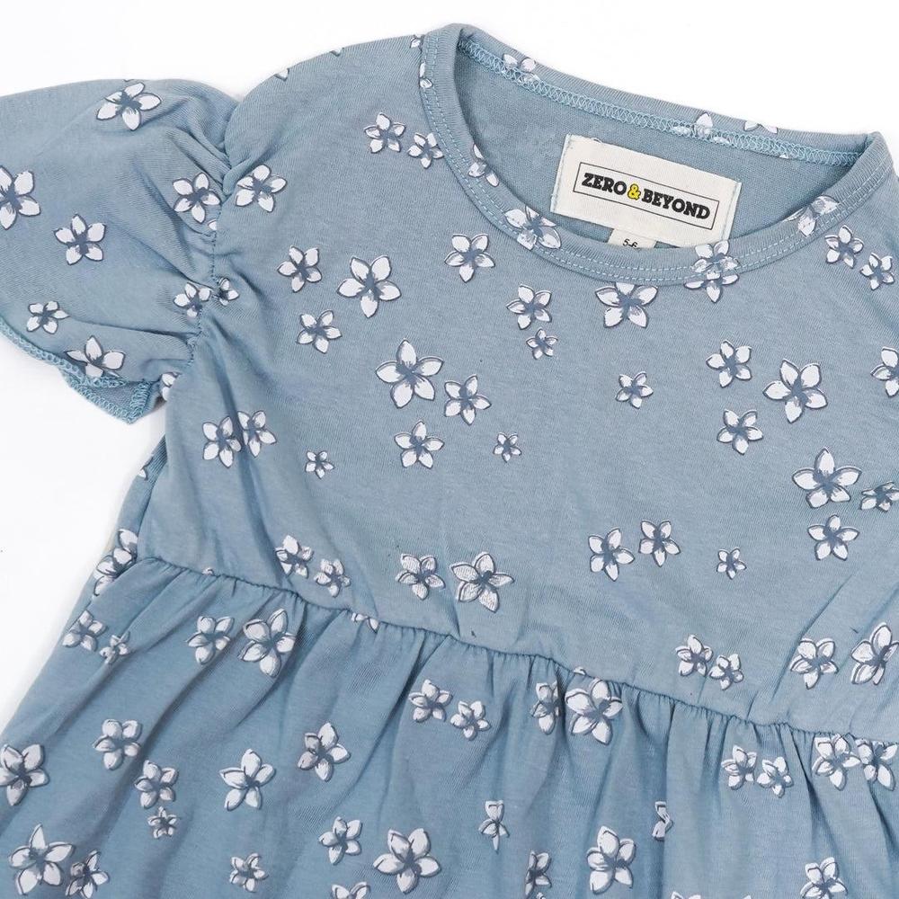 Toddler Girls Blue Floral Cotton Dress All Season