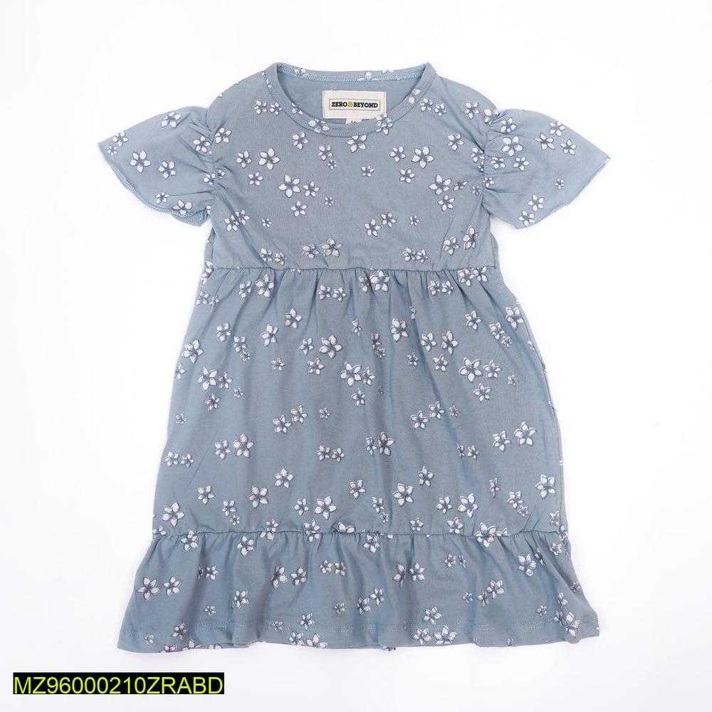 Toddler Girls Blue Floral Cotton Dress All Season
