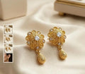Golden Floral Dangle Earrings for Women
