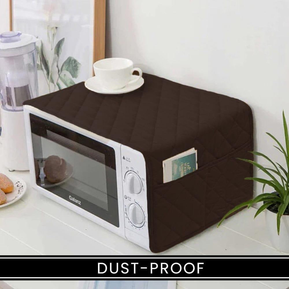 Microwave Cover Dust Proof Quilted Cotton Brown