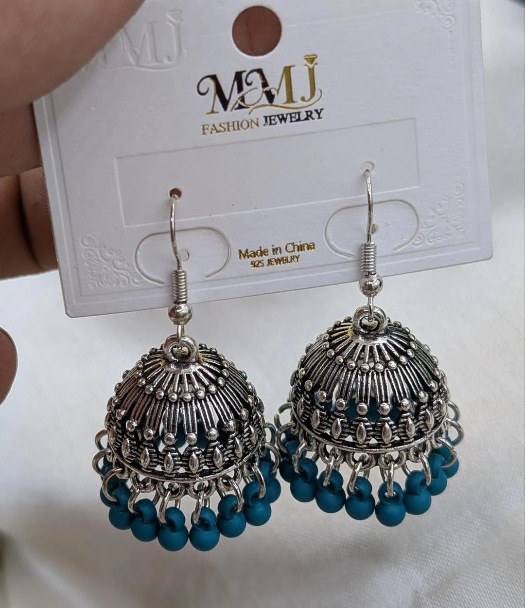 Fancy Silver Plated Artificial Stones Jhumka
