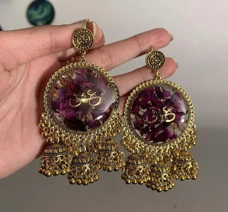 Fancy Antique Gold Earrings for Women 2 Pcs