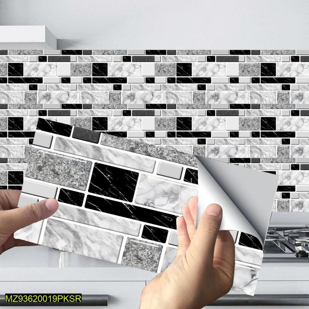 Modern Marble Wall Sticker Set Black White Gray 7x4.5"