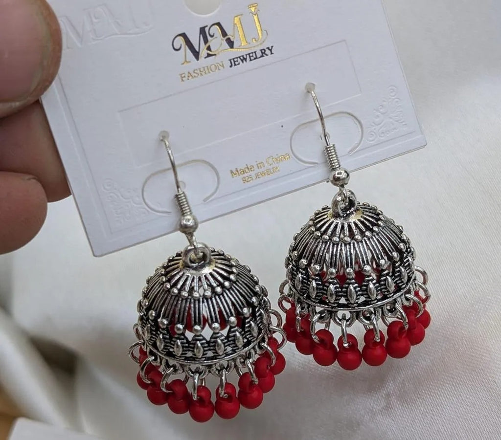 Fancy Silver Plated Artificial Stones Jhumka