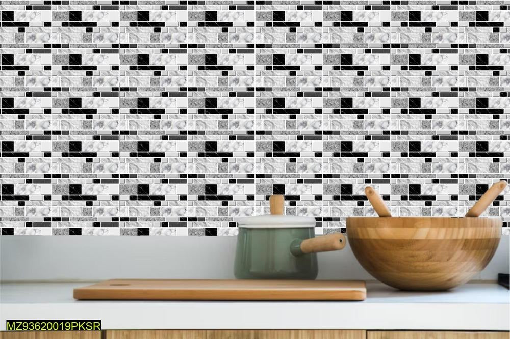 Modern Marble Wall Sticker Set Black White Gray 7x4.5"