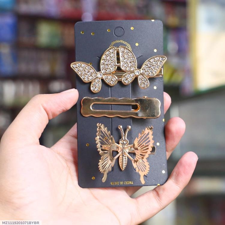 Golden Butterfly Hair Pins Pack of 3