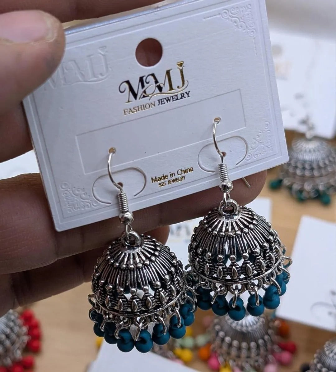 Fancy Silver Plated Artificial Stones Jhumka
