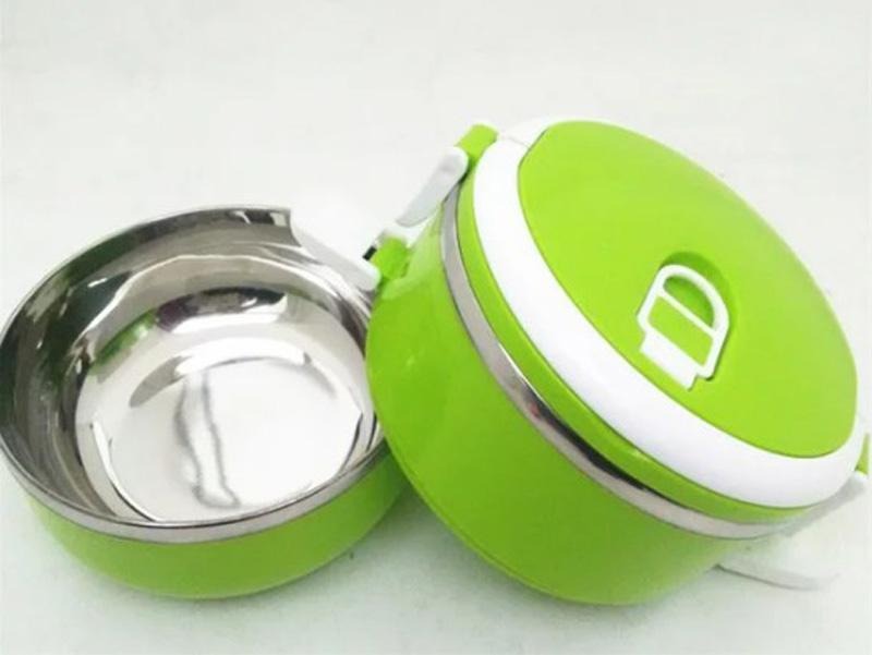 Stainless Steel 2-Layer Lunch Box Large Size Blue Green Pink