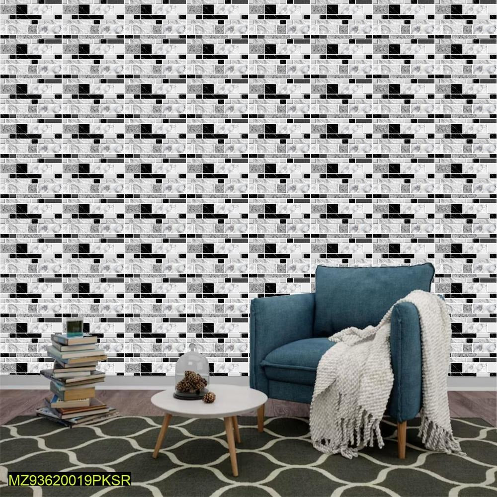 Modern Marble Wall Sticker Set Black White Gray 7x4.5"