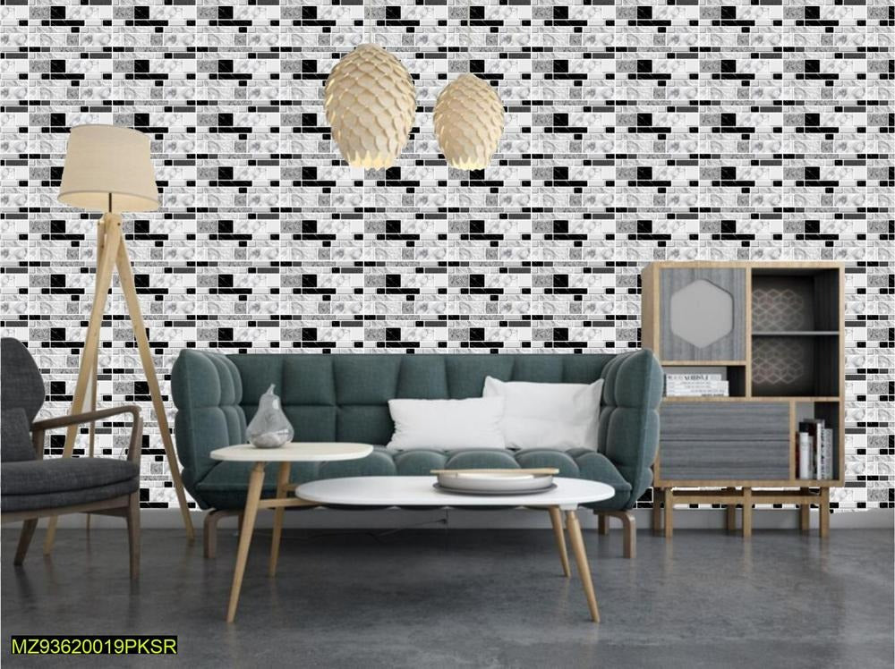 Modern Marble Wall Sticker Set Black White Gray 7x4.5"