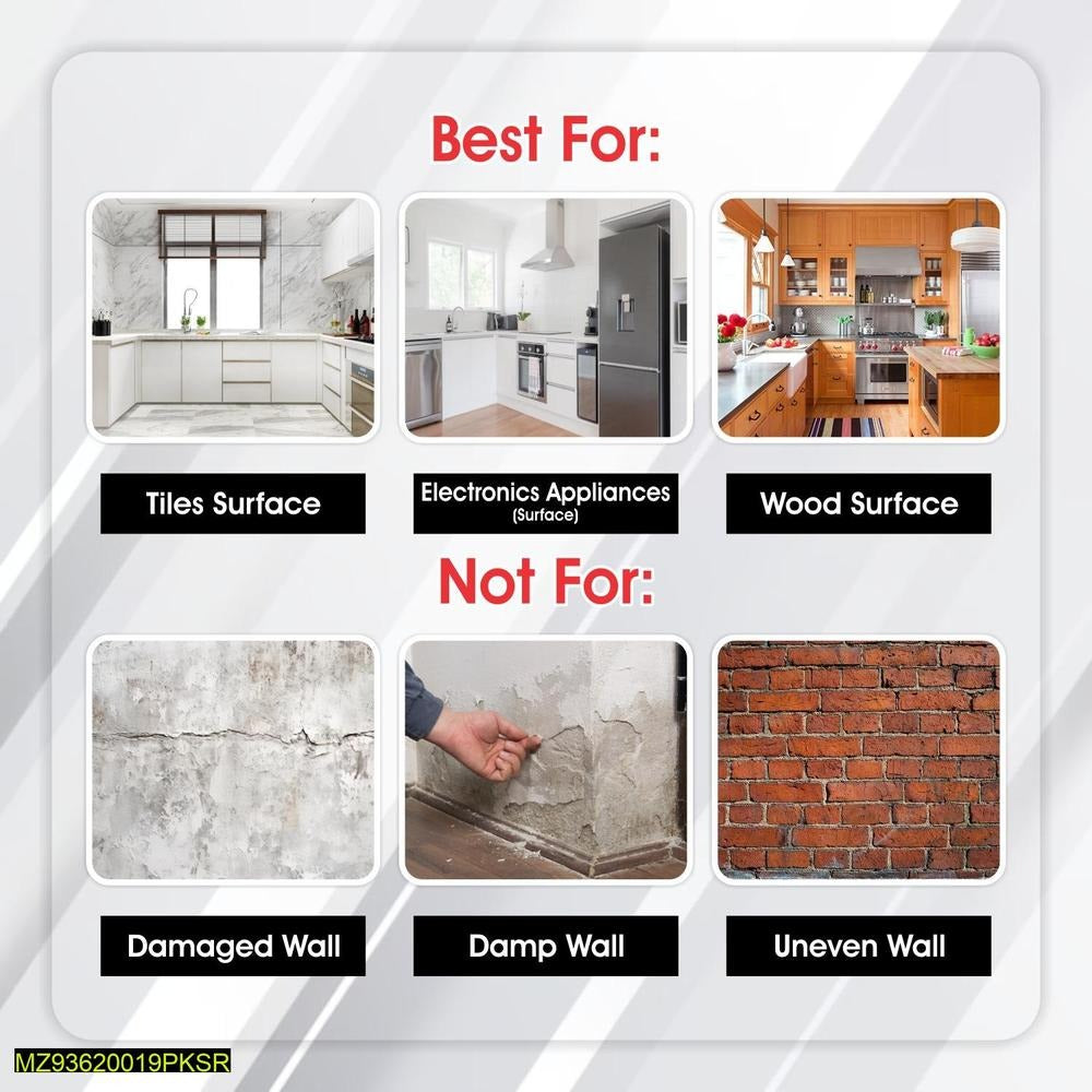 Modern Marble Wall Sticker Set Black White Gray 7x4.5"