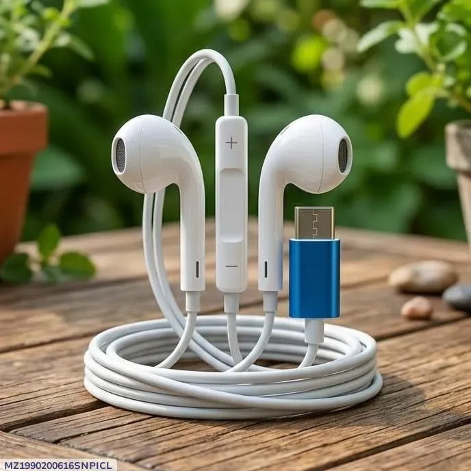 White USB Earphones with Long Battery & Fast Charge