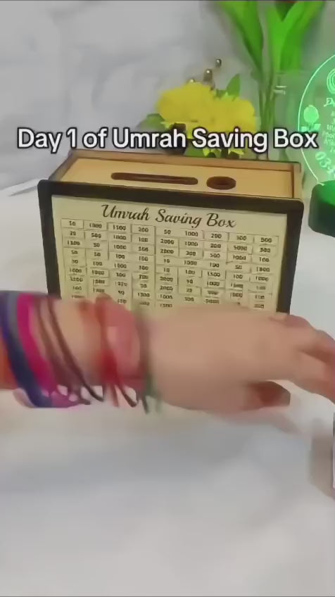 Islamic Umrah Saving Box Premium Wood – Stylish Brown Money Bank